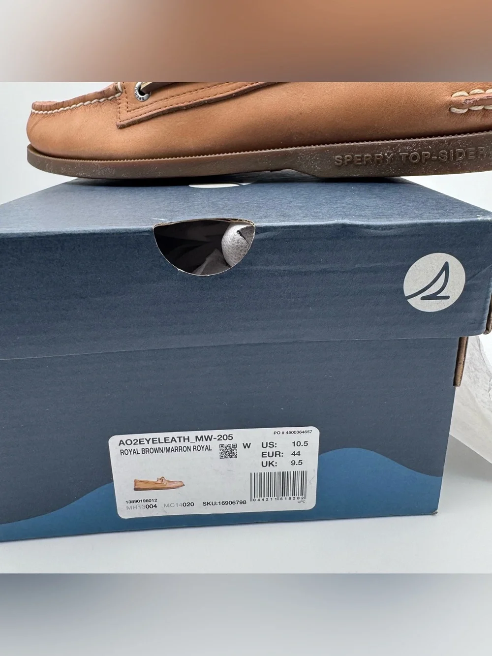 Sperry A/O 2-Eye Sahara Leather Boat Shoes Royal Brown Men 10.5 W NIB